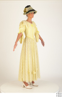  Photos Woman in Historical Civilian dress 1 19th century Historical Clothing a poses whole body yellow dress 0008.jpg